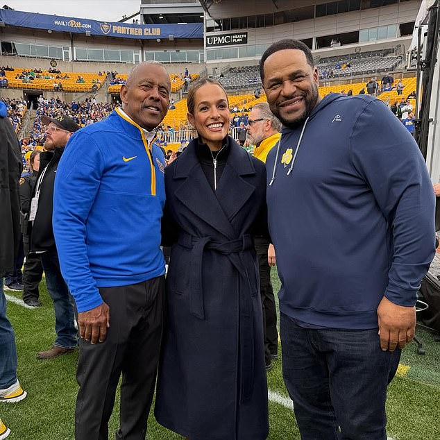 Reporter Jess Sims (center) interviewed a dazed Dorsett, who has battled CTE since 2013