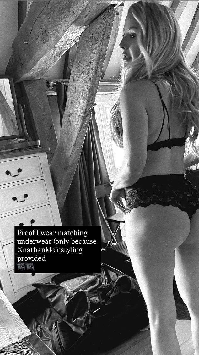 Ellie Goulding left little to the imagination as she stripped down to a black lacy lingerie set in a new Instagram Story after her new romance was revealed