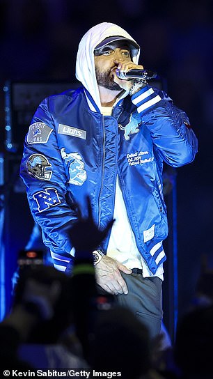 Eminem pictured onstage Thursday