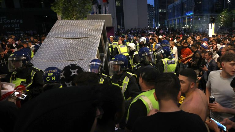 A heavy police presence was required at the final in 2021. Pic: Reuters