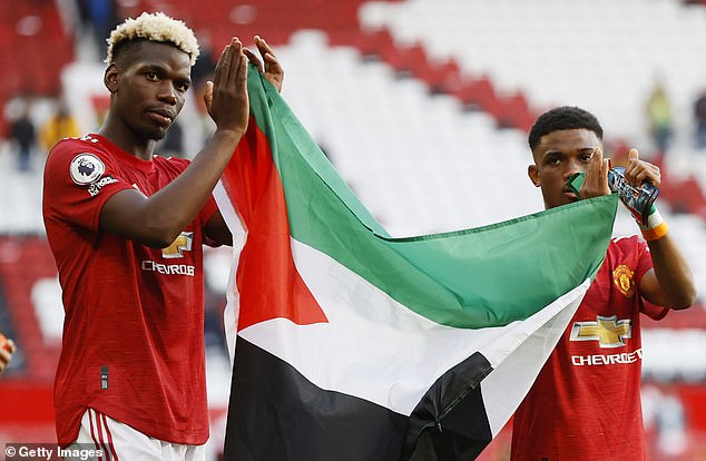 Paul Pogba (left) and Amad Diallo (right) showed support for Palestine after a game in 2021