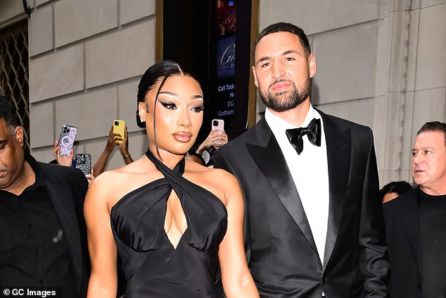 Megan Thee Stallion and Klay Thompson are seen on July 16, 2025 in New York City