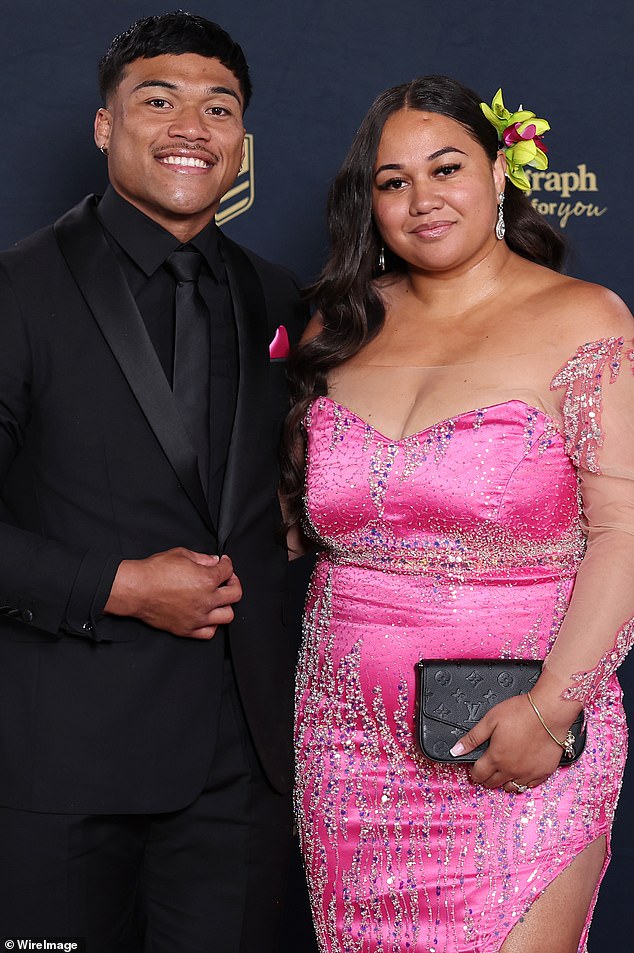 To'o, and wife Moesha Crichton-Ropati (pictured at the 2024 Dally M Awards) have been married for almost three years