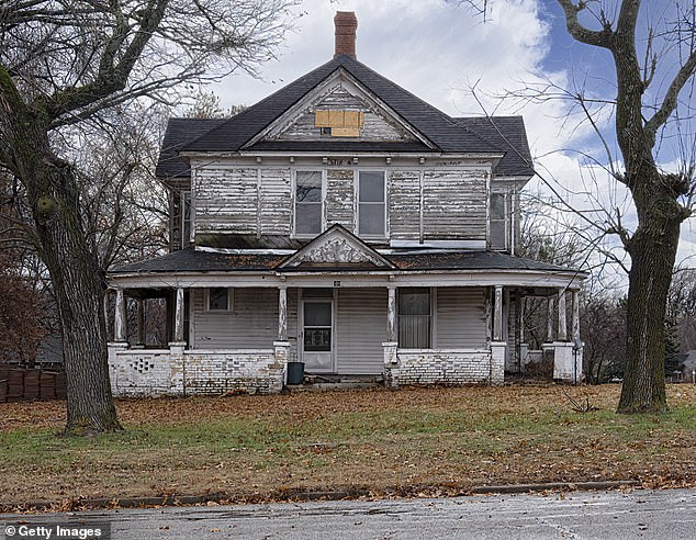Foreclosure can sometimes lead to homes being left vacant (Pictured: An abandoned house on Route 66 in Oklahoma)