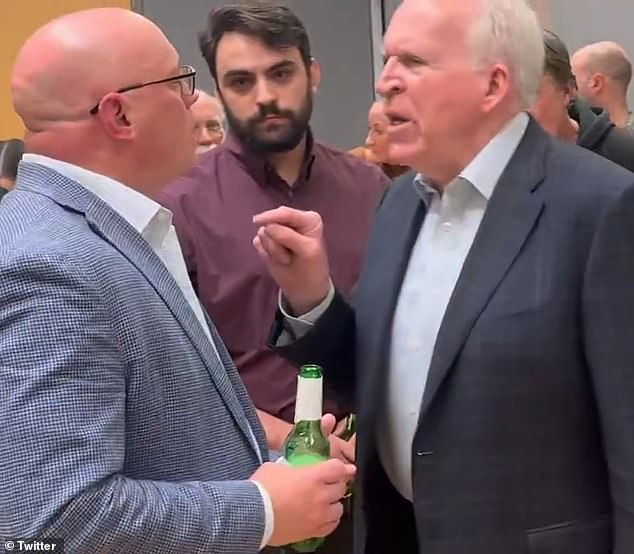 Former CIA director John Brennan was seen losing his cool with national security consultant Thomas Speciale on Thursday after the infamous letter surrounding Hunter Biden's laptop drama was mentioned