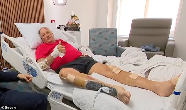 AFL legend Iain ‘Fingers’ Findlay is currently recovering in hospital (pictured) after the 77-year-old was the victim of a horrific alleged hit-and-run
