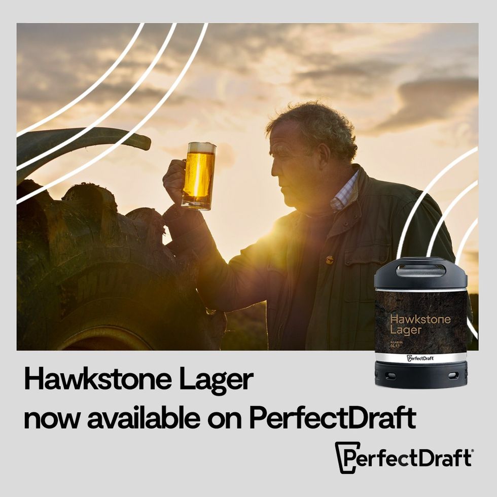 promotional image advertising the fact that hawkstone lager is accessible on perfect draft