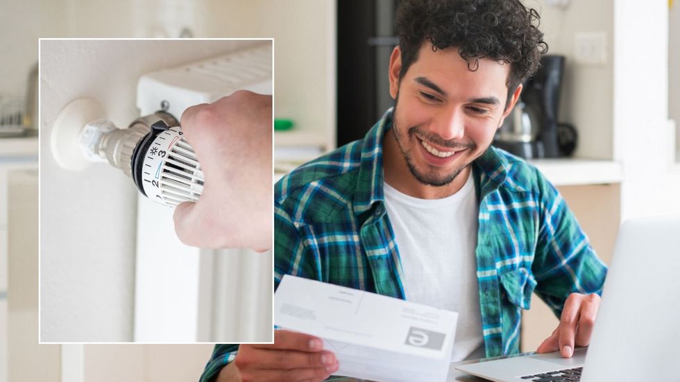 Man looking at bill and radiator