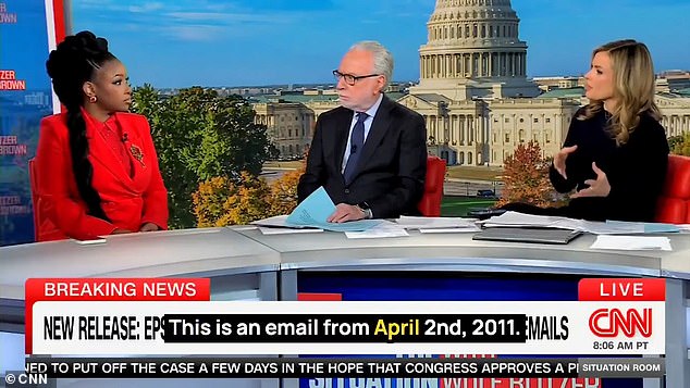 Jasmine Crockett faced push back from CNN anchors over the Democrats censoring the name of one Epstein's deceased victims