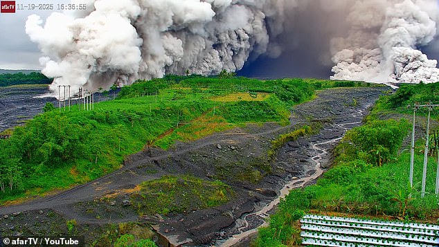 An Indonesian volcano has erupted and spewed an enormous 54,000ft ash cloud, causing Australia to trigger a flight safety warning