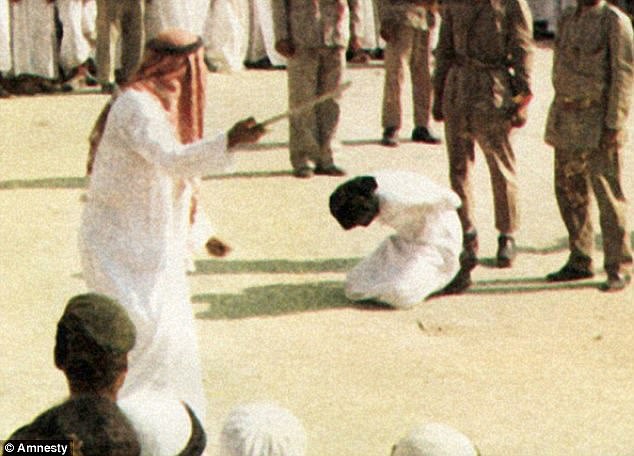 According to Reprieve, a human rights charity, 346 people were executed between January 1 and November 3 this year alone (A man seen kneeling as he is about to be executed in Saudi Arabia)