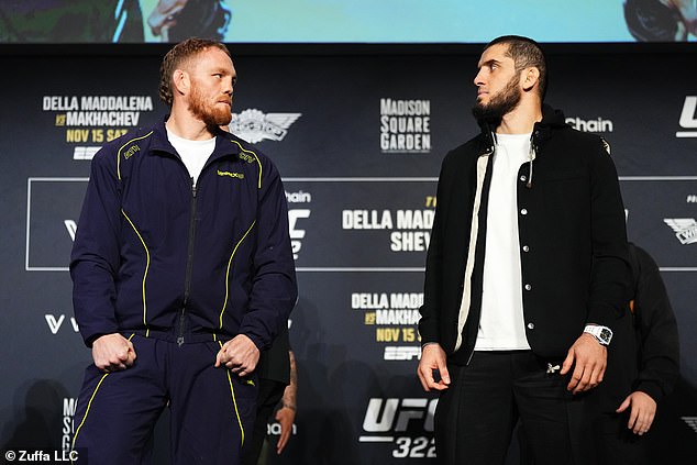 Jack Della Maddalena (left) and Islam Makhachev (right) shared a tense staredown