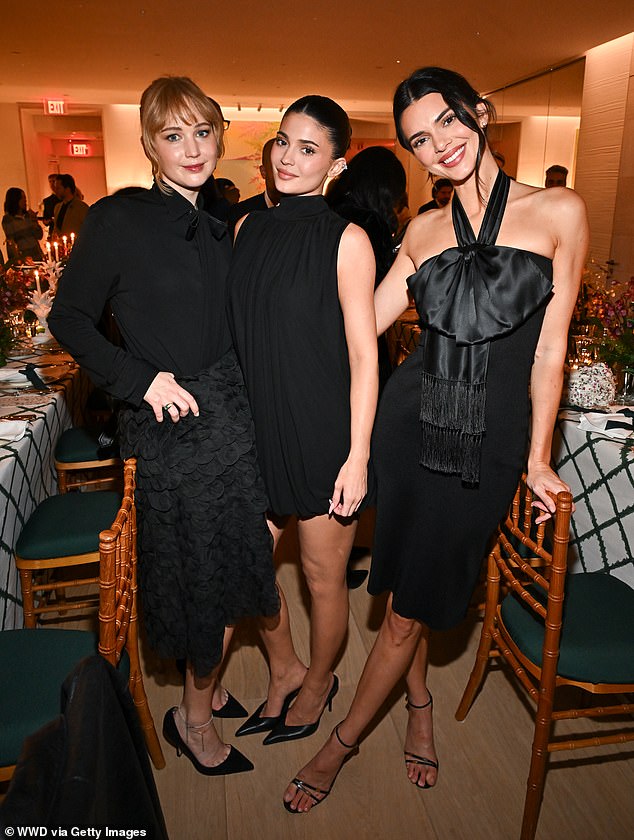 Jennifer Lawrence radiated discomfort after a run-in with Kylie and Kendall Jenner on Tuesday at a VIP dinner held at the Dior flagship store in Beverly Hills — shortly after she complained that their older sister Kourtney Kardashian was 'annoying'
