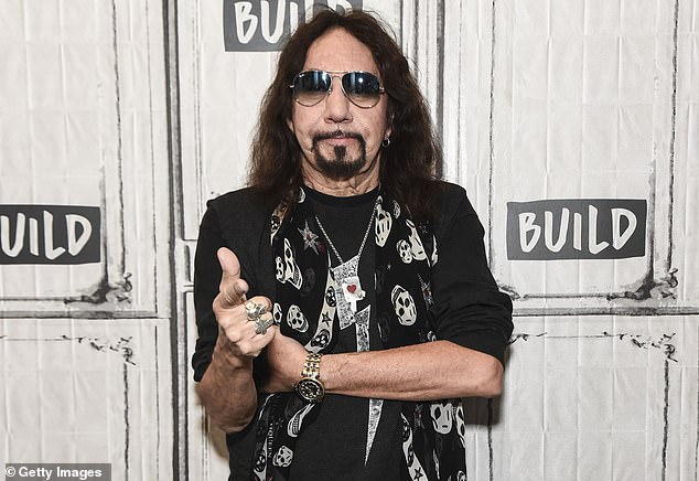 KISS guitarist Ace Frehley's cause of death has been confirmed as blunt trauma to the head due to a fall, one month after his death at age 74 (pictured 2018 in NYC)