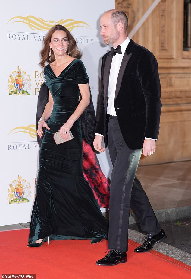 The Prince and Princess of Wales made a dazzling entrance tonight at the Royal Variety Performance