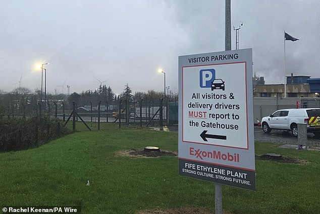At risk: ExxonMobil said its Fawley site in Hampshire faces ‘the same challenges’ as the Mossmorran ethylene plant in Fife (pictured), which is due to close in February next year