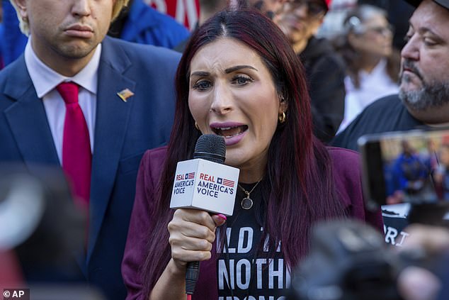 Loomer (pictured) said the internal revolt against Schumer is part of a broader ploy to 'remove all Jewish voices from politics'