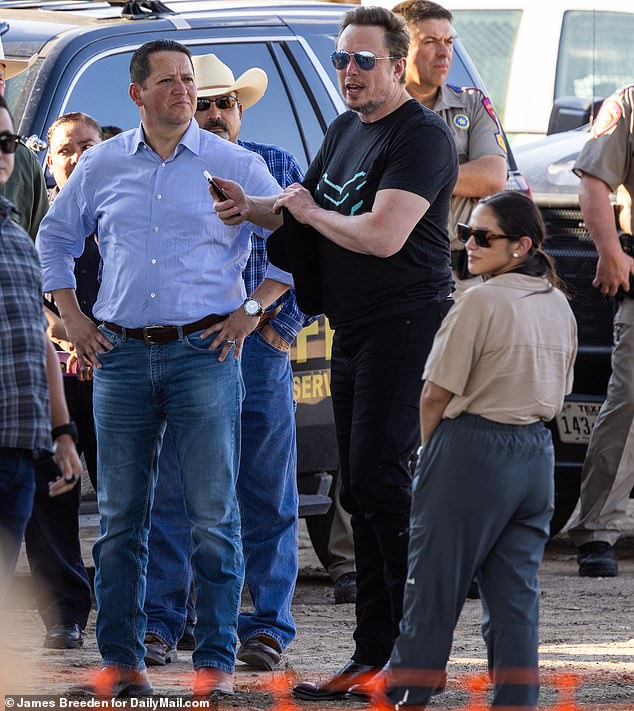 Congressman Tony Gonzales hosted Elon Musk in September 2023 as he toured the US-Mexico border in Eagle Pass, Texas. His staffer, Regina Aviles, can been seen on the right of Musk. Congressman Gonzales denied having an affair with Aviles on Thursday