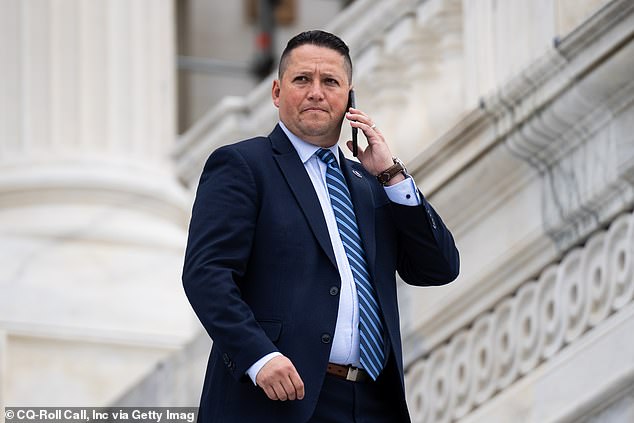 Rep. Tony Gonzales, R-Texas, walks down the House steps after a vote in the Capitol on Friday, September 30, 2022
