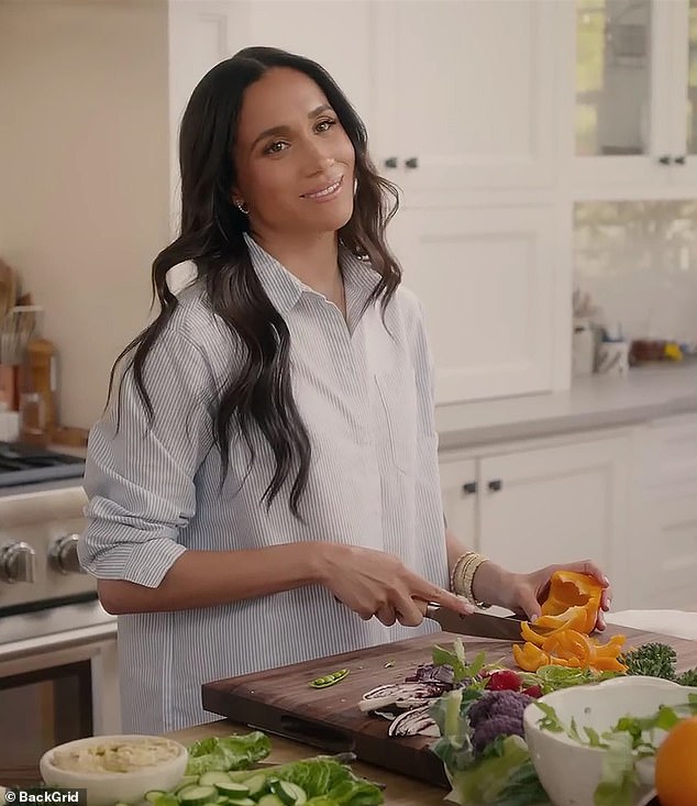 Meghan Markle, pictured, has been called out for yet another cooking blunder after sharing her recipe for bagels with cream cheese