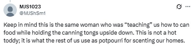 But fans have criticised the recipe, which doesn't use alcohol, for not following proper technique and instead making 'mulled water', with some even calling it 'air freshener in mugs'