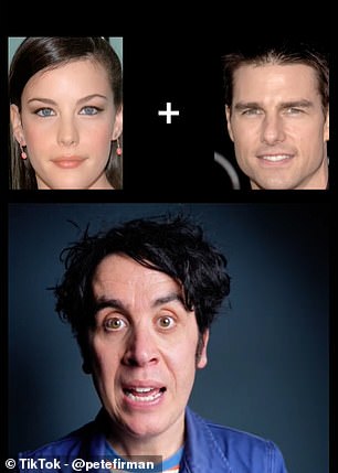 To try it yourself, first focus your eyes on the cross between the photos of Liv Tyler and Tom Cruise. Keep the photos in your peripheral vision, but stay focused on the cross