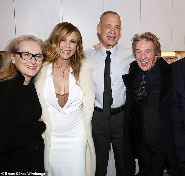 Meryl Streep and Martin Short  continue to fuel dating rumors as they attended Tom Hank's off-Broadway play This World of Tomorrow on Tuesday  evening (also pictured Rita Wilson)