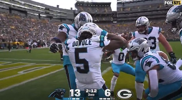 Rico Dowdle has been fined nearly $15,000 for his touchdown celebration against the Packers