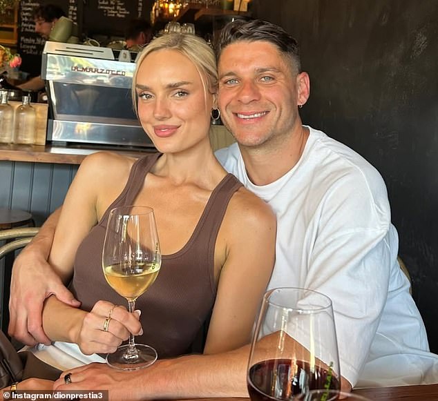 Richmond star Dion Prestia, pictured with girlfriend Brooke Bailey, has denied being present for the brawl and is fighting the charges