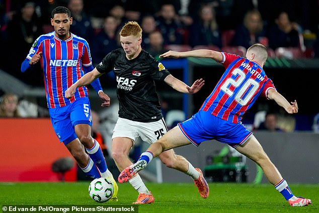 The 19-year-old midfielder in action against Crytal Palace in the Conference League last week