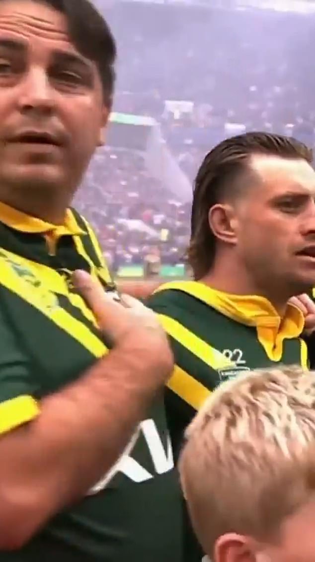 Serial prankster Daniel 'Jarvo 69' Jarvis lined up with the Australians before the second Test against England to sing the national anthem