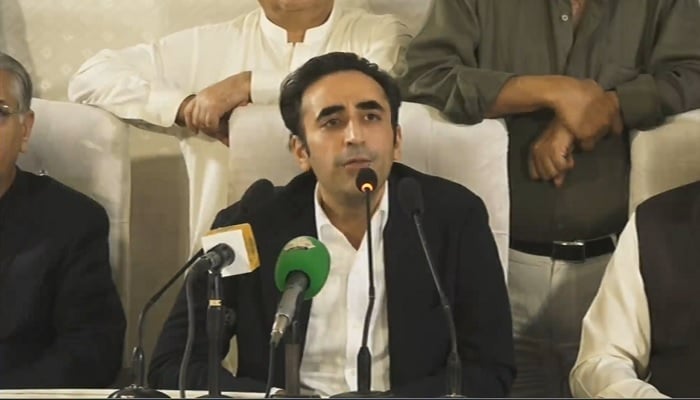 PPP Chairman Bilawal Bhutto-Zardari addresses a press conference in Karachi following a meeting of the party’s Central Executive Committee (CEC) on November 7, 2025. — X/MediaCellPPP