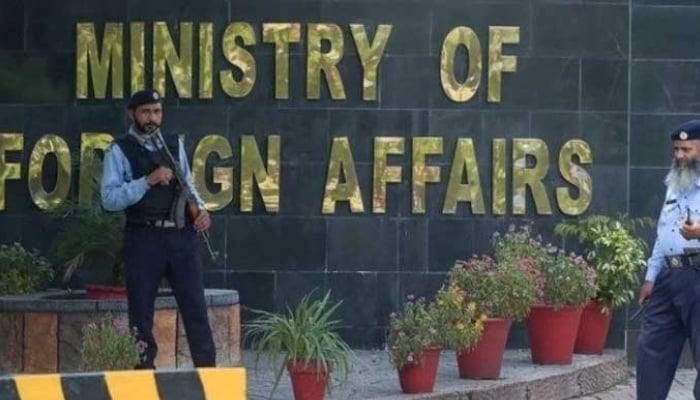 Security guards stand outside the Ministry of Foreign Affairs in Islamabad in this undated image. — AFP/File