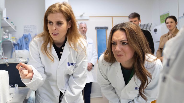 (L-R) Beatrice and Laura Tobin toured a facility in London. Pic: PA