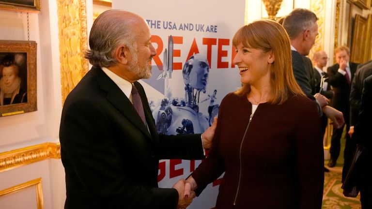 Ms Reeves, here with US Secretary of Commerce Howard Lutnick in London in September, blamed tariffs for poor growth. Pic: PA