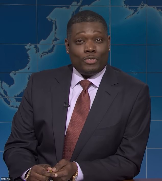 The Weekend Update co-host Michael Che took a jab at former Prince Andrew, saying: 'Andrew says he can only become prince again if he gets a kiss from a young princess'