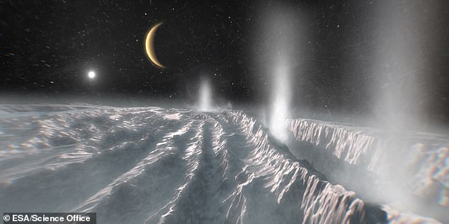 Saturn's Moon Enceladus (artist's impression) might be home to alien life, according to a new study, as researchers find heat escaping from the moon's North Pole