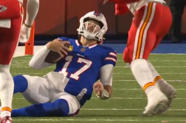 Josh Allen exaggerated a hit to the helmet from Kansas City Chiefs linebacker Nick Bolton
