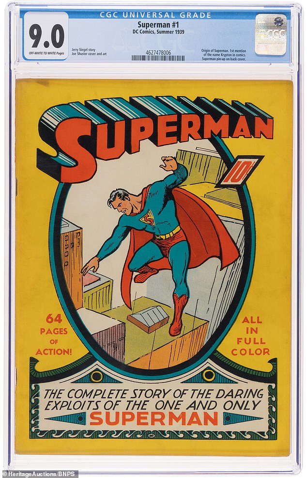 A rare 'unrestored' copy of the first Superman comic which was found in an attic has sold for $9 million