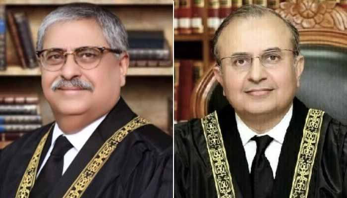 This collage shows Supreme Courts Justices Mansoor Ali Shah (right) and Athar Minallah. — Supreme Court of Pakistan