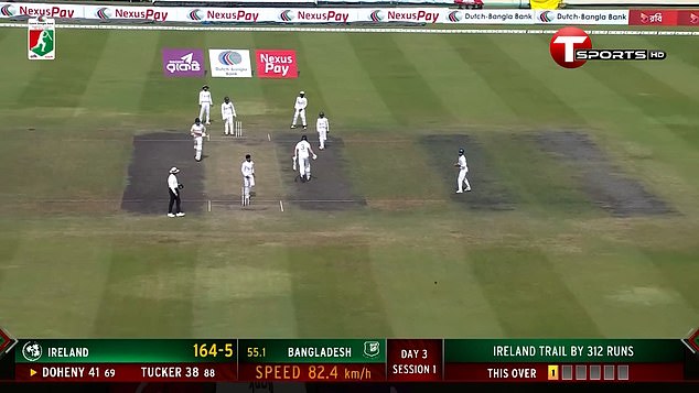 The clash between Bangladesh and Ireland was halted for three minutes on the third morning of the second Test