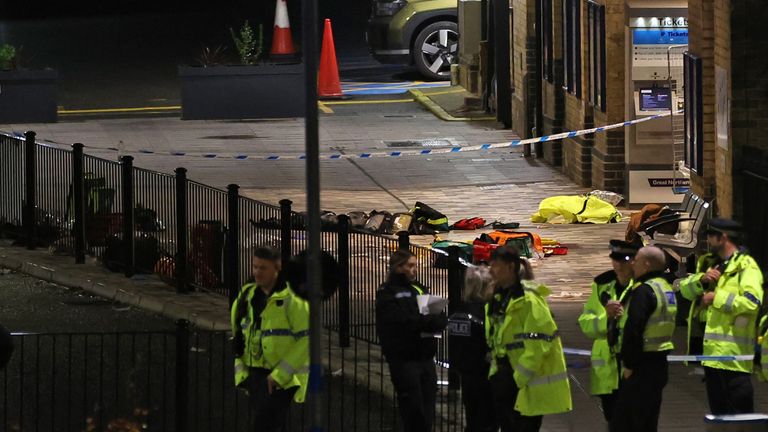 Armed police, transport police, air ambulances and paramedics all attended the scene. Pic: PA