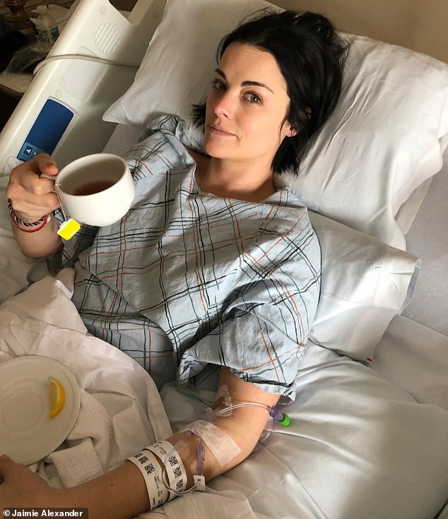 The actress shared this photo taken after she had surgery