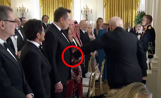 Upon entering the exclusive dinner at the White House on Monday evening, Trump immediately approached Musk and gave him a paternal tap on the belly