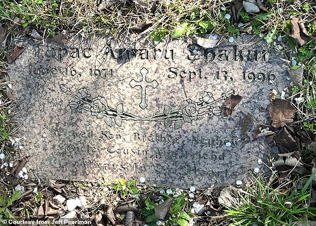 Tupac's headstone in Lumberton, which reads: 'Tupac Amaru Shakur; June 16, 1971¿Sept. 13, 1996; Beloved son, brother, nephew, uncle, cousin and friend; Always in our hearts'