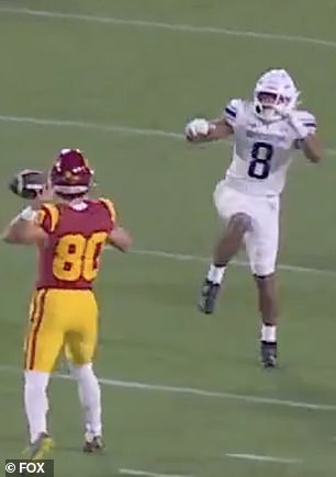 USC backup quarterback Sam Huard switched numbers as he pulled off a fake punt
