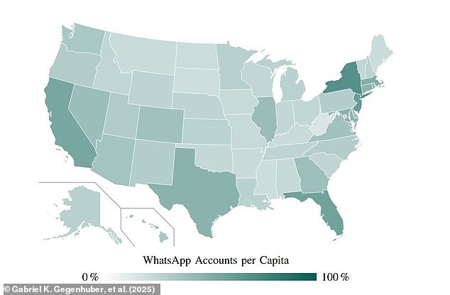 Researchers were able to extract enough data from users' profiles to identify their location down to the state (illustrated)