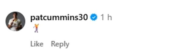 Many saw the funny side to the Instagram post, including his captain Pat Cummins, who published a golfer emoji