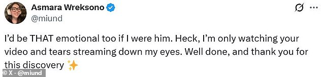 On social media, science fans flocked to share their support for the conservationist's emotional reactions. With one joking that they were crying just from watching the video