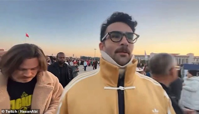 Hasan Piker was marveling at the display of loyalty to the regime in China as he wandered through the iconic location and filmed a vlog